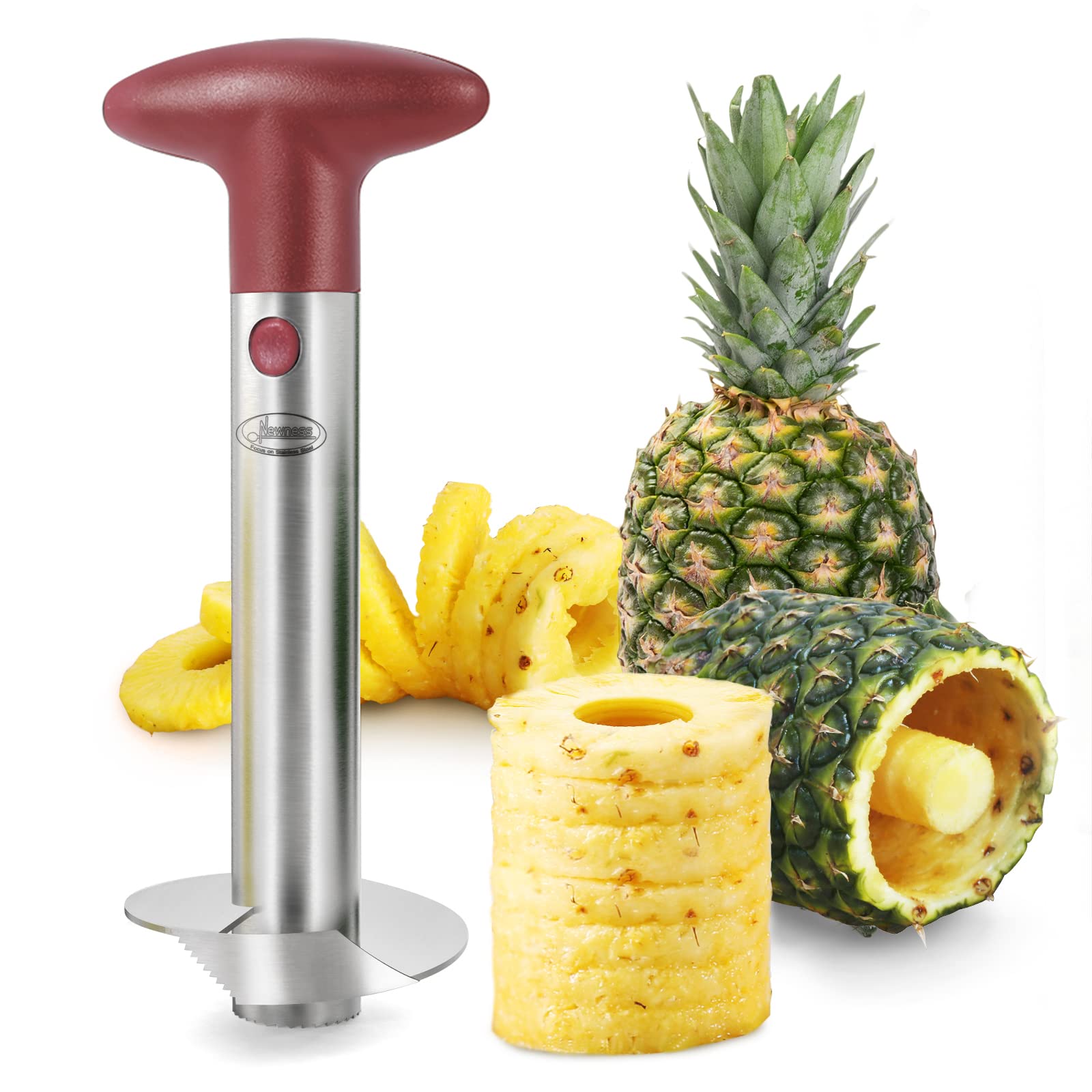 Pineapple Corer Slicer - เครื่องตัดและคว้านสับปะรดแบบหนัก ทนทาน ทำจากสแตนเลส พร้อมด้ามจับถอดได้เพื่อการเตรียมที่รวดเร็ว