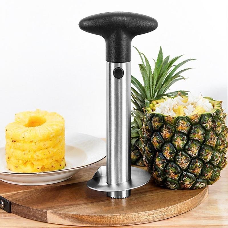 Pineapple Corer Slicer - เครื่องตัดสับปะรดสแตนเลสพร้อมด้ามจับกันลื่นและใบมีดคมเหมาะสำหรับการเตรียมสลัดผลไม้ในครัวที่บ้าน
