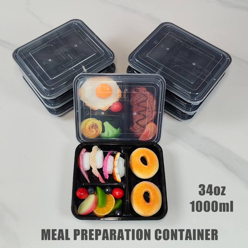 Meal Prep Ideas - กล่องเตรียมอาหาร 3 ช่อง ขนาด 34 ออนซ์/1000